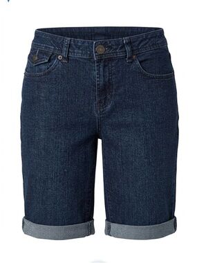 ST. JOHN’S BAY Dark Wash Cuffed Hem Denim Shorts, Women’s 8, Blue